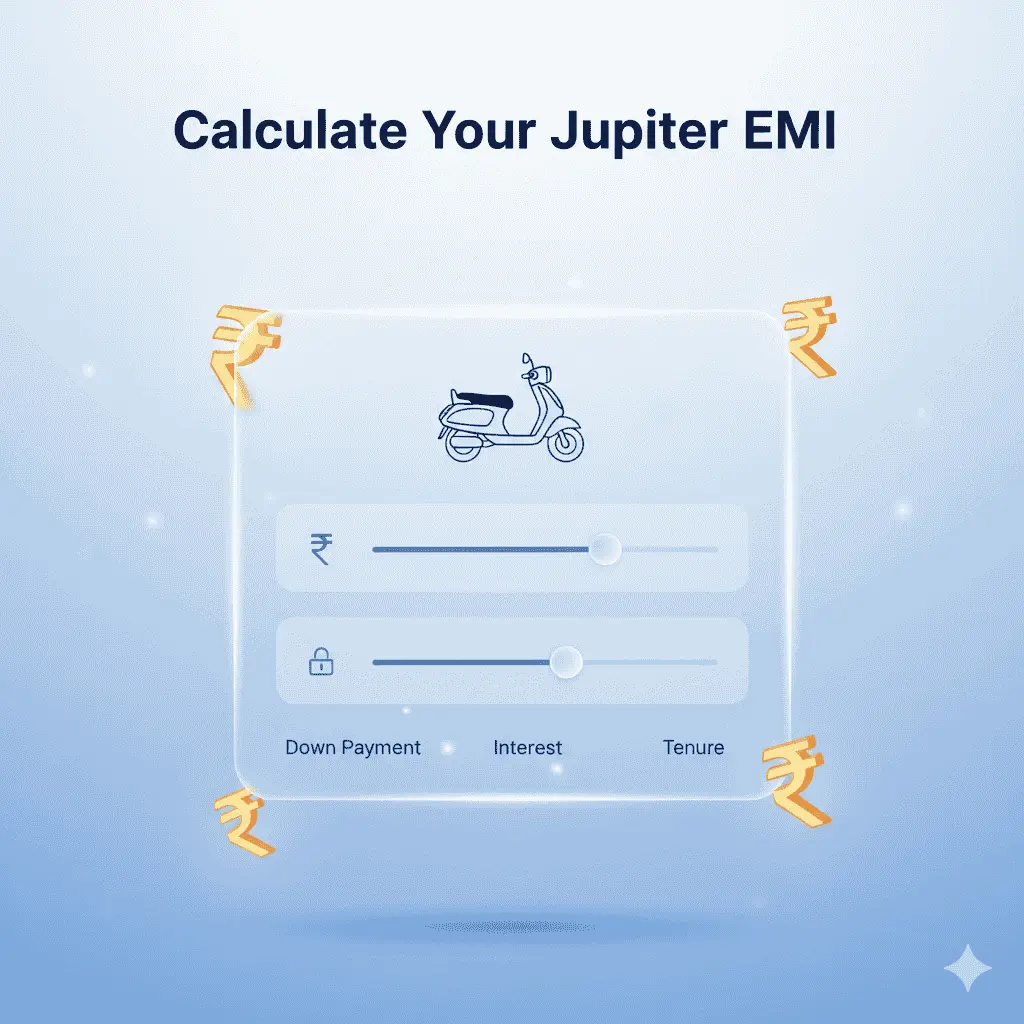 TVS Jupiter EMI Calculator with additional costs like insurance and maintenance included