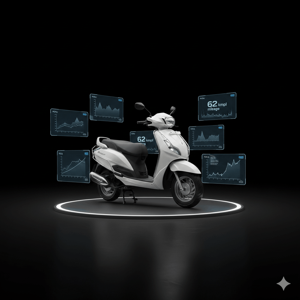 TVS Jupiter mileage comparison chart showing real-world fuel efficiency
