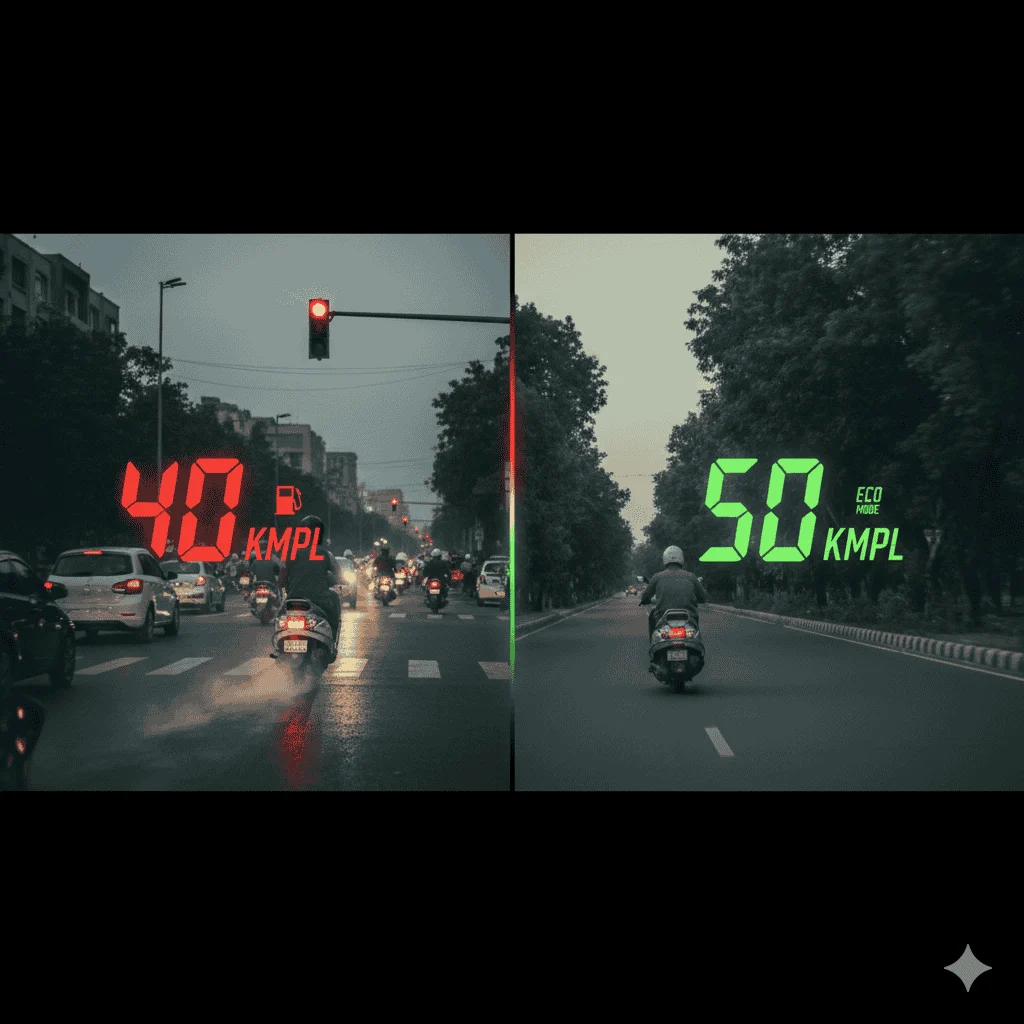 Aggressive vs smooth riding scooter mileage comparison