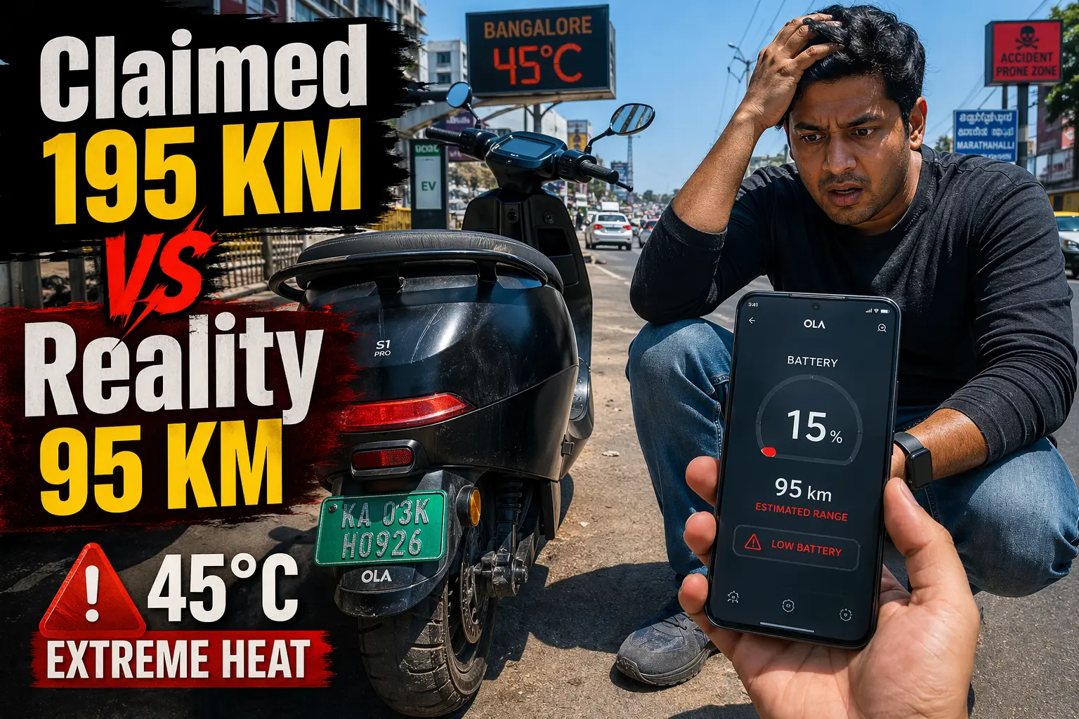 electric scooter real mileage vs claimed mileage India