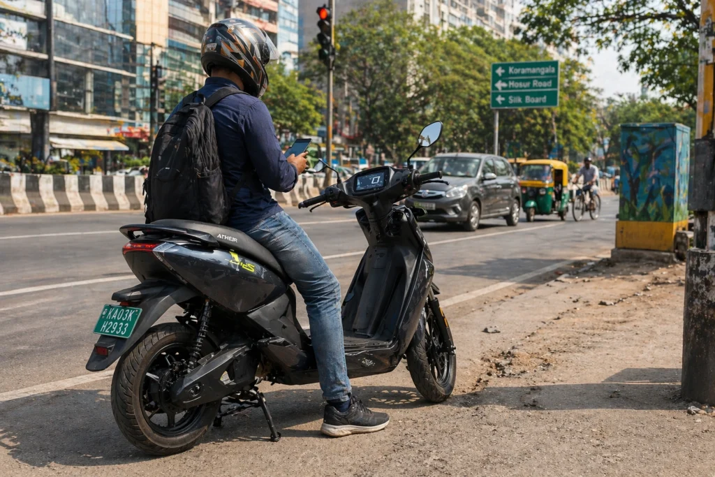 Ather 450S real range test city roads India