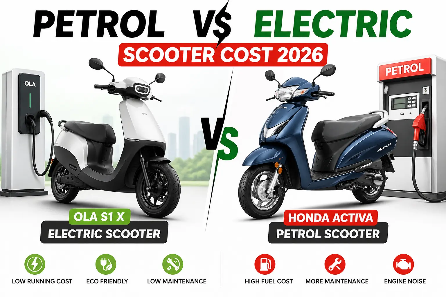 petrol vs electric scooter running cost India